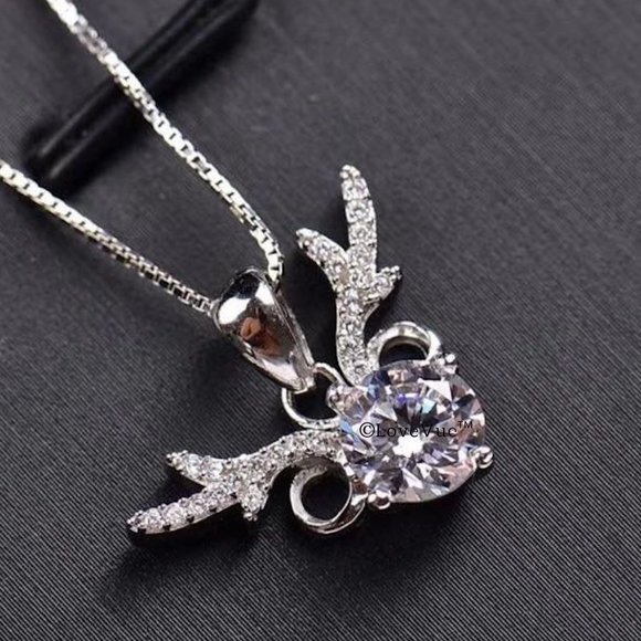 Certified 1ct. t.w. Diamond Antler Deer Elk Necklace - Picture 6 of 15